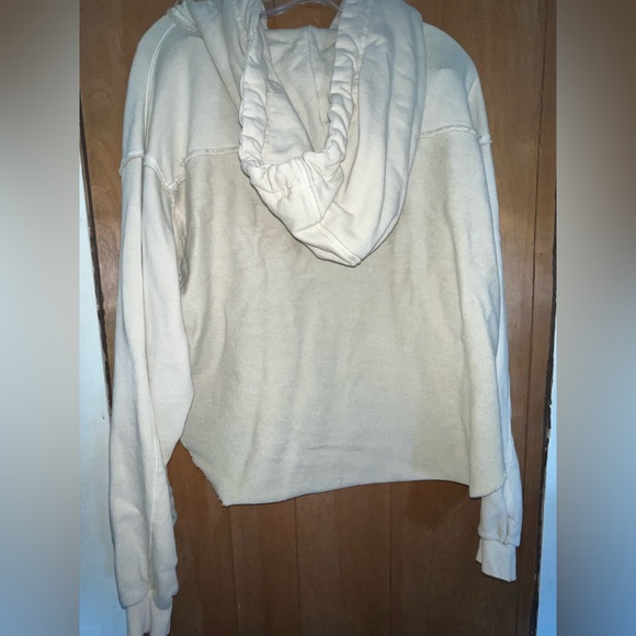 We the Free | Free People Medium | Beige Hoodie with Navy Accents | Crop Hoodie - Picture 3 of 5